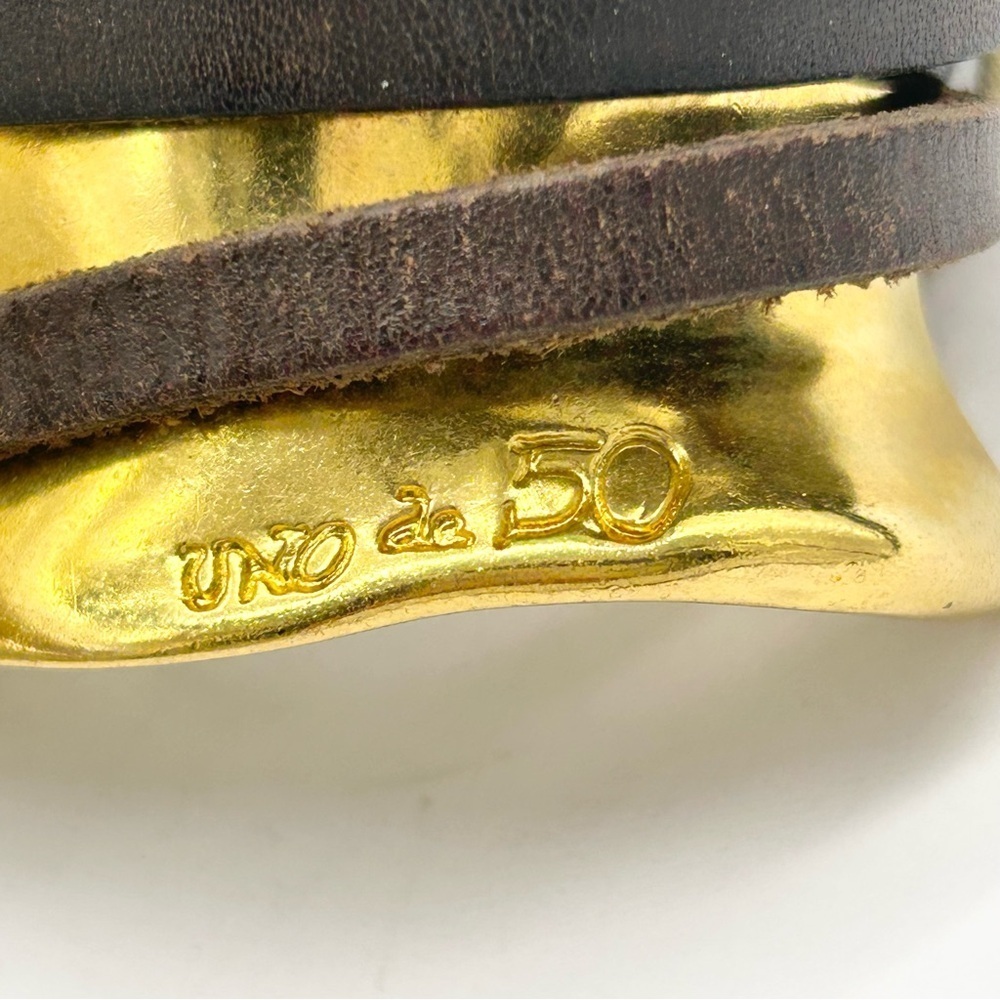 Uno de 50 Ibiza Gold Leather Wrap Cuff Bracelet NWT - Picture 4 of 5